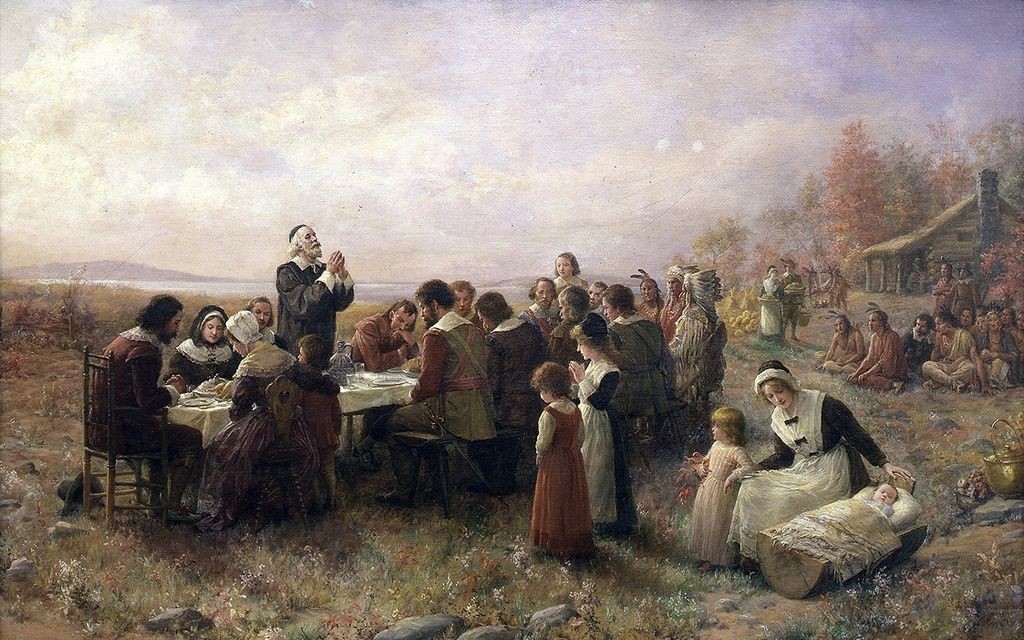 Prvi Dan zahvalnosti u Plimutu, slika Dženi A. Brounskomba (1914)